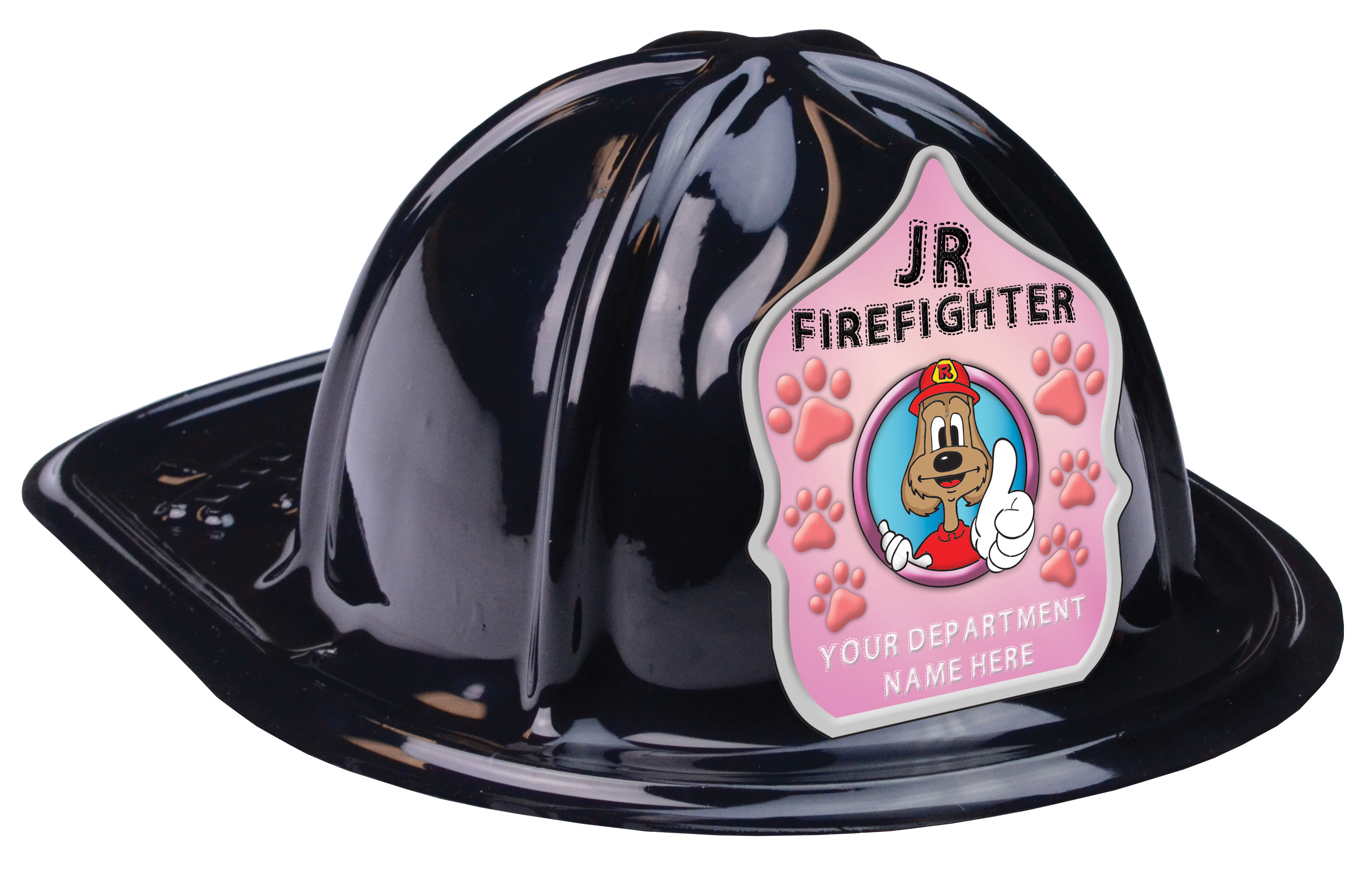 Custom Pink Label “Jr. Firefighter” Fire Hats | Fire Safety For Life